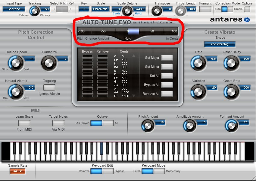 Auto-Tune pitch change meter